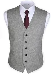 [Ruth&Boaz] 2Pockets 5Buttons Wool Herringbone Tweed Business Suit Vest