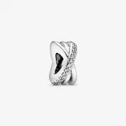 New 100%Genuine Pandora Sparkling & Polished Lines Spacer Charm 791994CZ