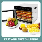 Stainless Steel Food Dehydrator, 6 Tray Fruit Dryer Machine + FREE ACCESSORIES