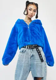 [Girlfriend Material] Blue Harrie Faux Fur Jacket