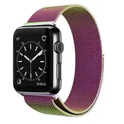 For Apple Watch 8 /7 /SE /6 /5 /4 /3 /2 /1 Ultra Milanese Stainless Steel Loop Strap Wrist Band (38mm 40mm 41mm - Rainbow)