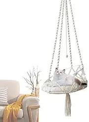 Cat Hammock Bed - Handwoven Macrame Hammock | Hammocks for Indoor Cat | Boho Swing Bed Hammocks for Indoor Cats | Soft Beddings Cats Playing Climbing Lounging Hammocck with Hook for Study Room