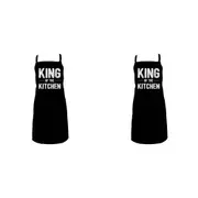 2x Annabel Trends Screen Print Cotton Apron 60x80cm King of The Kitchen Black