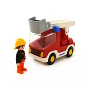 Playmobil Licensed 1.2.3 Ladder Unit Fire Truck With Fireman Figure Model Toy Set