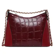 Retro Stone Pattern Women Shoulder Messenger Bag PU Leather Solid Color Crossbody Chain Handbags Ladies Girls Daily Purse