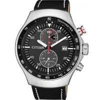 在飛比找momo購物網優惠-【CITIZEN 星辰】Chronograph光動能復古造型