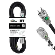HONDERSON Extension Cord Weatherproof with Lighted End, UL Listed, 12 Gauge 3...