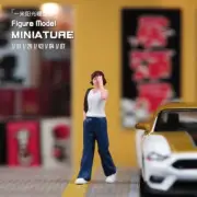 Resin 1/64 Blue Wide-leg Pants PaintedFigure Diorama Miniature F Car Toy