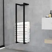 Wall Mount Towel Holder Iron Black Bathroom Storage Rack Furniture Organiser