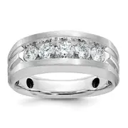 14k White Gold Men's Satin Finish 1 carat Diamond Complete Ring
