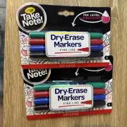 2 Pks Crayola Take Note Low Odor Dry Erase Markers, Fine Tip, 4 Count