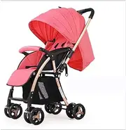 Wheelchair, Baby Stroller, Lightweight Aluminum Alloy Two-Way Shopping cart, Portable Four-Wheeled Trolley, Suitable for Four-Wheeled Shopping cart Shock absorbers,Pink