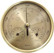 Barometer Thermometer Hygrometer Weather Station Pressure Gauge,Temperature Humidity Measurement,Wall Mounted，Use for Indoor and Outdoor,Air Instrument, 3 in 1，Aluminum Alloy,Brass.
