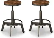Torjin Adjustable Height Stool in Brown and Gray (Pack of 2)