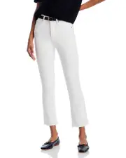 Veronica Beard Carly Raw Hem High Rise Kick Flare Cropped Jeans in White