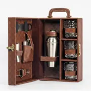 Bar Accessories Mini Bar Set Portable Leather Briefcase Travel Kit Gift Checks