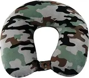 [Wolf Essentials] World's Best Feather Soft Microfiber Neck Pillow, Green Camo
