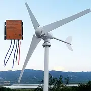 ZHOZHUT 800W / 1000W / 1200W Wind Turbine 12V / 24V / 48V Horizontal Axies Wind Generator with MPPT Controller and Three White Blades, Pure Copper Core Generator for Home Street Lighting,1200w,12V