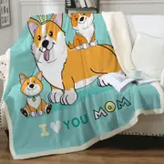 Mom and Puppies Cute Corgi Dog Family Throw Blanket