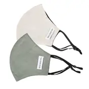 2PK The Good Brand Reusable Breathable 2 Ply Face Mask w/ PM2.5 Filter Bone/Sage