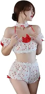 [ZEUIHELO] Sexy Strawberry Lingerie Micro Bikini Japanese Anime Cosplay Swimsuit Thong Pajama Set