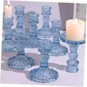 12Pcs Blue Candlestick Holders Set- 4" H Taper Candle Holders Bulk, Glass