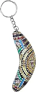 Boomerang Keyring x 1 - Wooden - Aboriginal Art - Australia, Indigenous, Souvenir, Gift