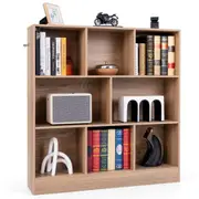 Costway 100x24x104CM 3-Tier Storage Bookshelf Open Display Shelf Book Cabinet Cubes/Anti-Scratching Organizer Home Office Furniture Natural