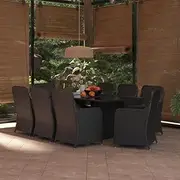 Patio Sets 9 Piece Garden Dining Set Poly Rattan Black