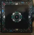 Italian Square Black Marble Side Table Handcraft Collectible Luxury Garden Decor