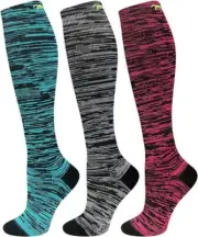 Compression Socks Support Women Men 20-30mmHg Multicolored, L/XL, 3 Pairs