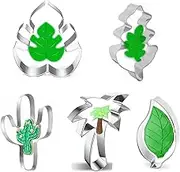 DXary Tropical Leaves Cookie Cutter Set, 6-Piece Stainless Steel Monstera Leaf Biscuit Cookie Cutters for Kitchen Baking Anniversary Kids Birthday Party Supplies