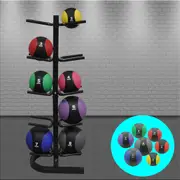 2kg - 8kg Rubber Medicine Ball Set / Gym Fitness Exercise Ball With Storage Rack