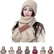 Integrated Ear Protection Windproof Cap Scarf,2024 New Winter Versatile Knitted Hooded Scarf,Winter Beanie Hats for Women