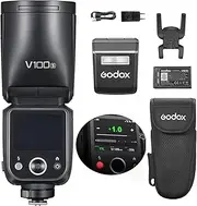Godox V100S Wireless Camera Flash 100W Round Head Speedlite 1/8000s 2980mAh Battery 1.7s Recharge Time Built-in LED Setting Lamp with Removable Sub-Flash + 24 Pieces Flash Gels for Sony Camera
