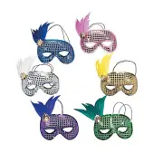 Mardi Gras Sequin & Feather Masks, Apparel Accessories, 12 Pieces