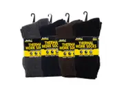 12 Pairs Work Socks Thermal Lining Crew Cut Comfort Insulated Thick Size 6-10 - Navy