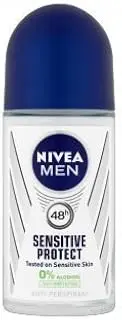 Nivea for Men Sensitive Protect 48 Hr. Anti-perspirant Roll-on Deodorant. 50 Ml. (Pack of 3)