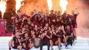 QLD MAROONS STATE OF ORIGIN NRL RUGBY TEAM PHOTO ,PREMIERS , NSW BLUES 1