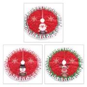 Christmas Tree Skirt Cartoon Santa Snowman Reindeer Plush Floor Carpet Decor
