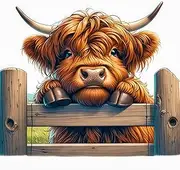 Fabric Panel 14"x14" Highland Cow 100% Cotton Quilting Panel Square AM1814