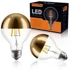 Half Chrome Light Bulb,6W (60W Equivalent) Dimmable LED Edison Bulbs,G80/G25 ...