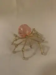 Handmade Beaded Wire 2 inch PINK & GOLD Halloween Christmas Decoration