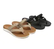EVERAU® Arch Support Hook and Loop Orthotic Thongs - Black / AU Ladies 12 / AU Men 10 / EU 43