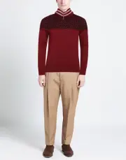 RRP €455 EMPORIO ARMANI Wool Jumper Size S Patterned Yoke Half Zip High Neck