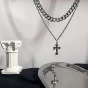 【MESOSTUDIO】CARMEN 鈦鋼 暗黑 雙層 十字架 項鍊 配件 飾品 小物 穿搭