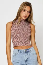 Print Tank Top Sleeveless Seamless - Size XS, Women's Tank