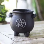 Cauldron Pentagram Terracotta Planter Pot Figurine