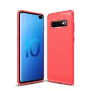MCC Slim Samsung Galaxy S10+ Plus Carbon Fibre Soft Carbon Case Cover G975 [Red]