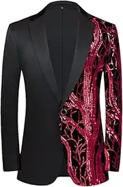 [Haitpant] Men Elegant Blazer Casual Sequin Banquet Dance Wedding Groomsmen Party Slim Suit Costume